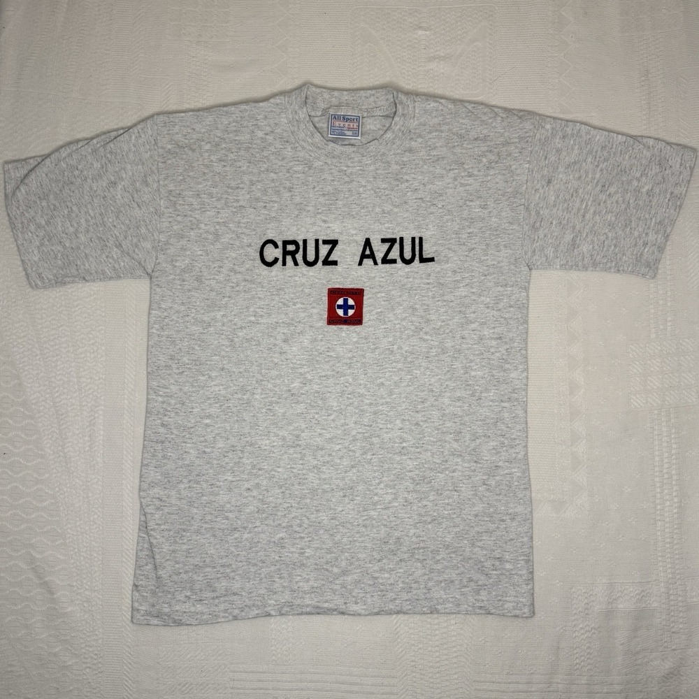 Vintage 90's Cruz Azul Cemento Mexico Soccer Embroidered T-shirt Size Small Rare